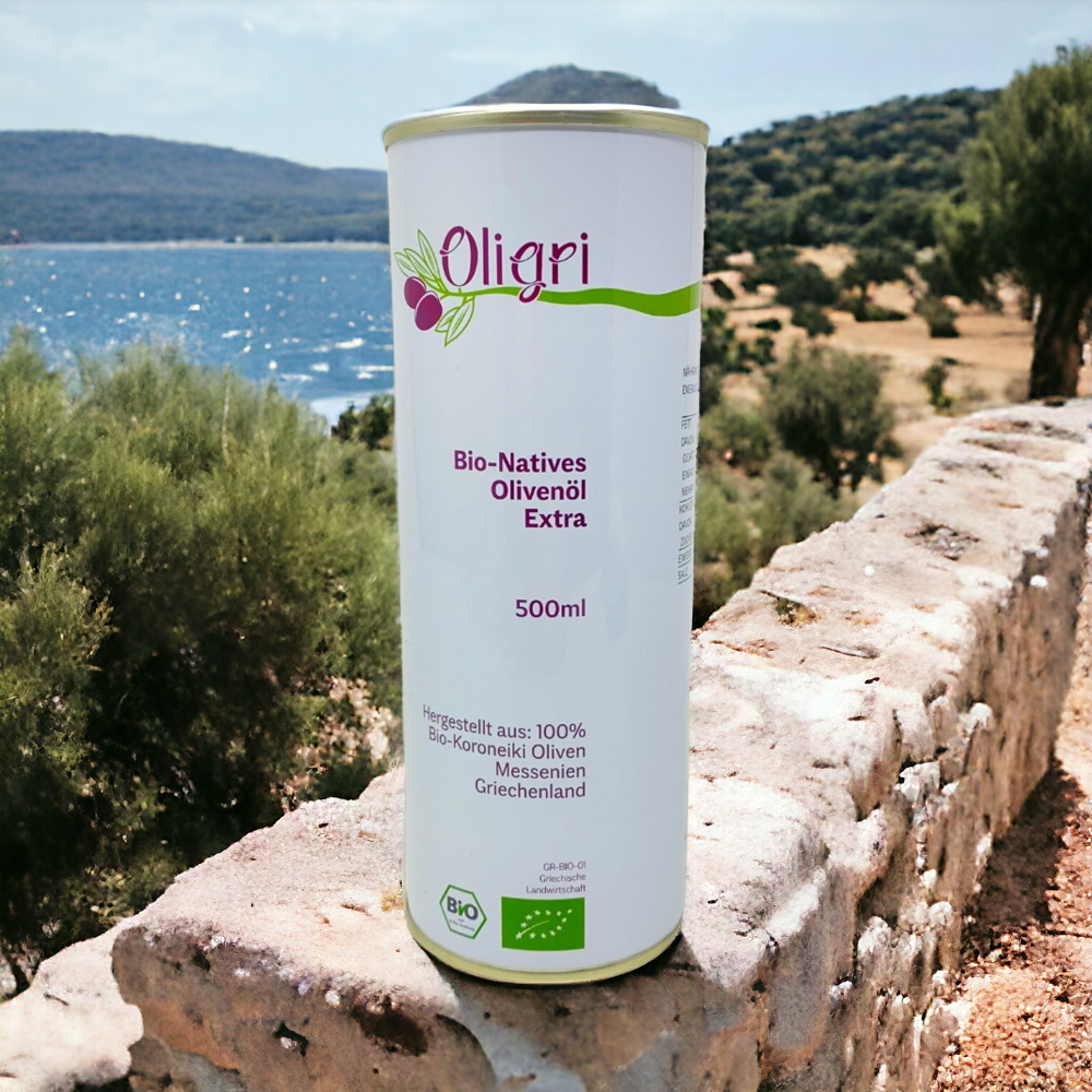 Oligri Griechisches Bio Olivenöl Nativ Extra, Sorte Koroneiki, 500 ml