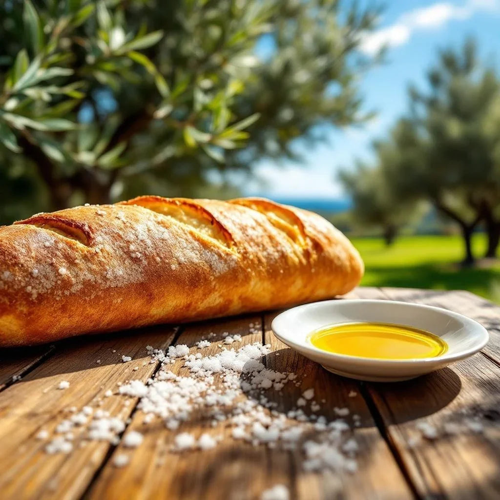 Knuspriges Baguette mit Olivenöl