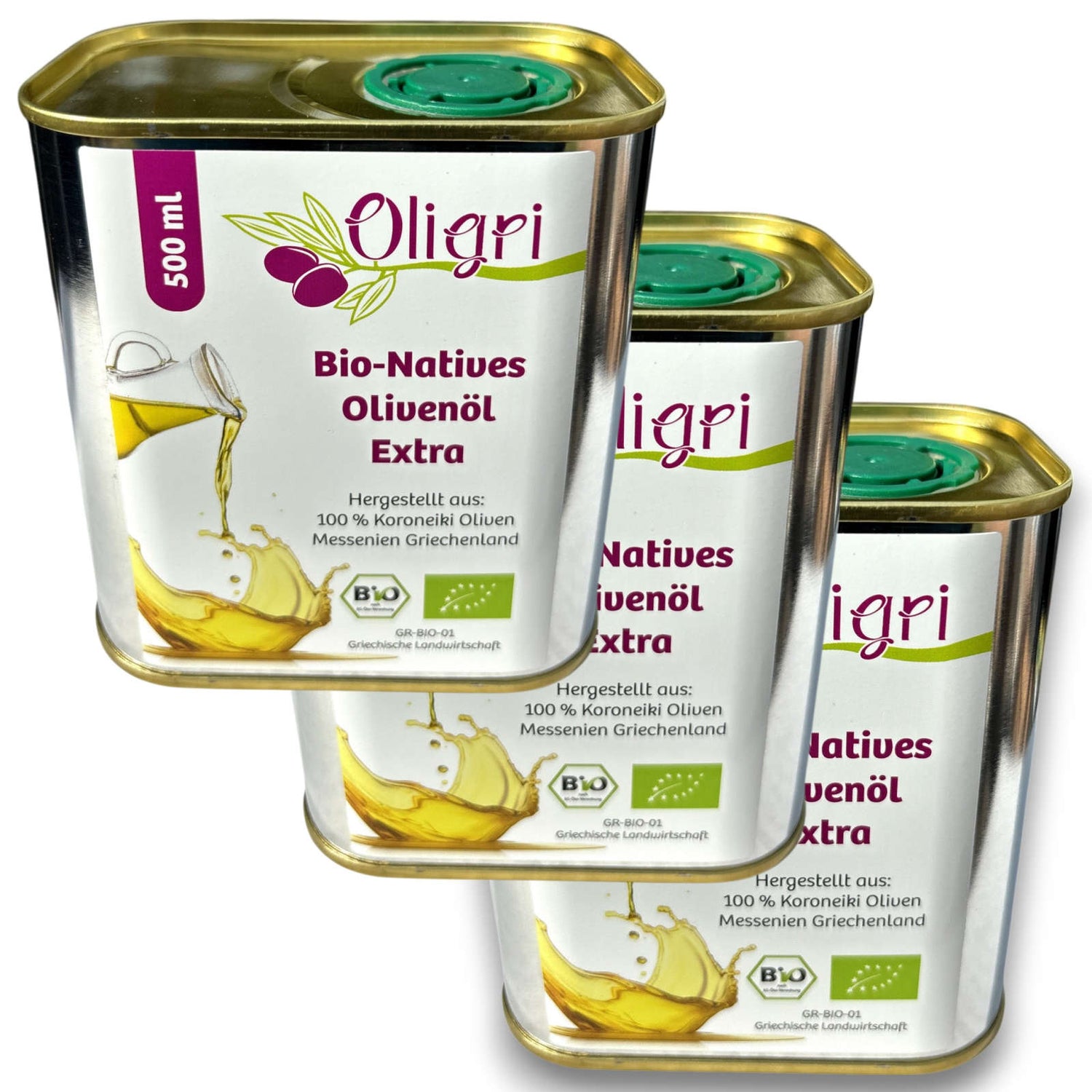 3x 500 ml Oligri Bio Olivenöl