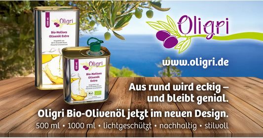 Aus rund wird eckig – und bleibt genial. Oligri Bio-Olivenöl im neuen Design