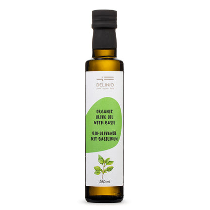 Delinio Bio-Olivenöl mit Basilikum 250ml