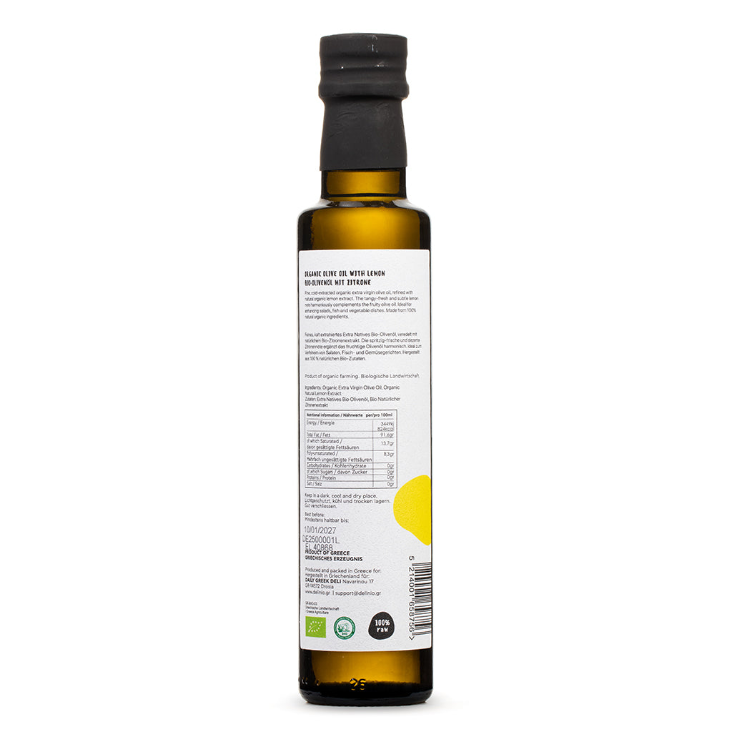 Delinio Bio-Olivenöl mit Zitrone 250ml Nährwertangaben