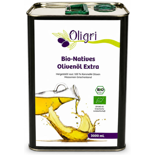 Oligri Griechisches Bio Olivenöl Nativ Extra 100% Koroneiki 3 Liter