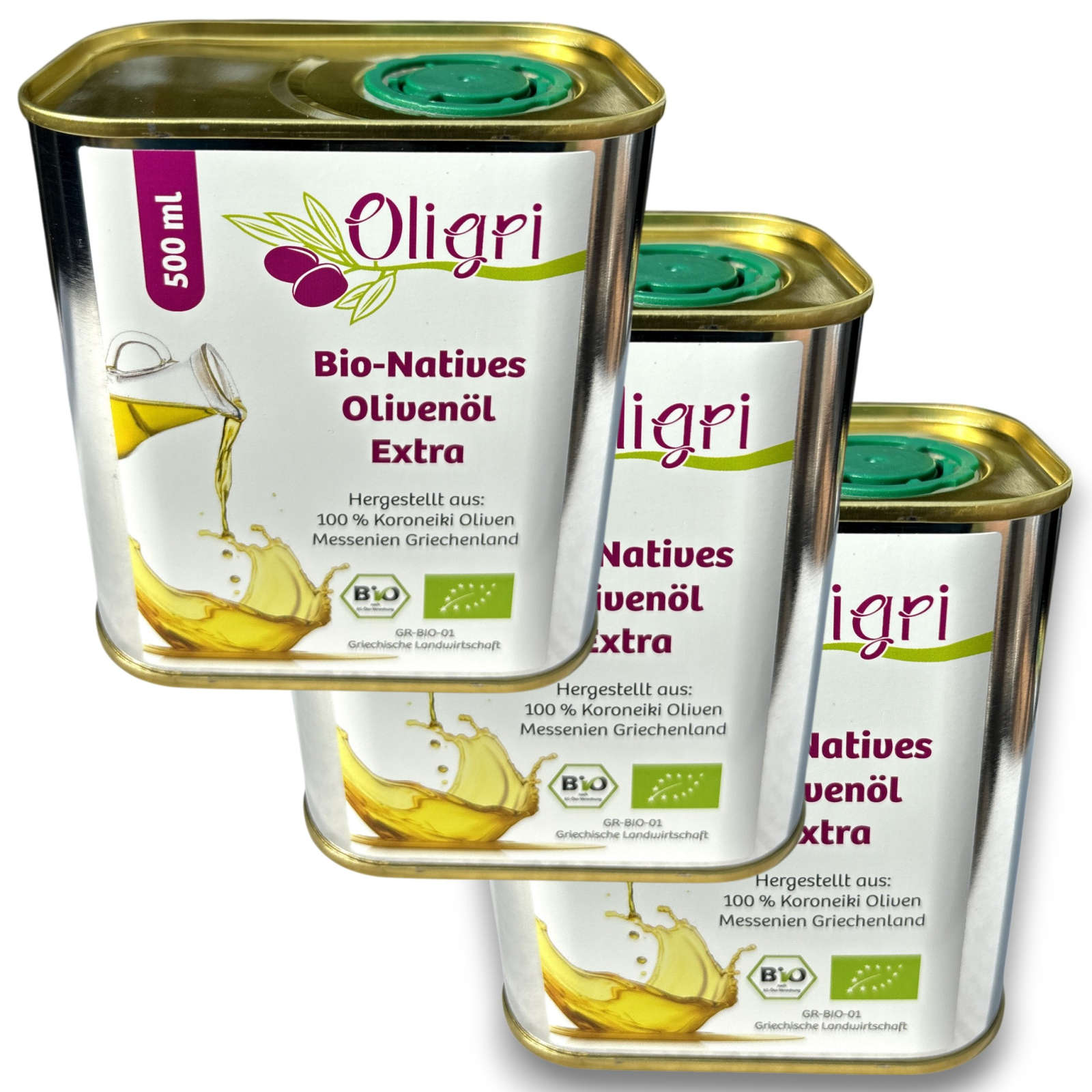 3x 500 ml Oligri Bio Olivenöl 